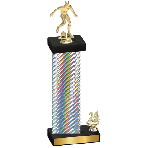 Accented Single Silver Carbon Fiber Year Soccer Trophy