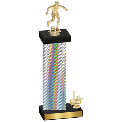 Accented Single Silver Carbon Fiber First Place Soccer Trophy