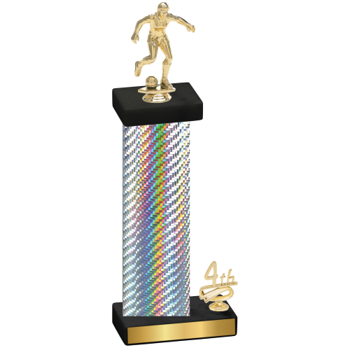 Accented Single Silver Carbon Fiber Fourth Place Soccer Trophy