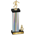 Accented Single Silver Carbon Fiber Victory Soccer Trophy