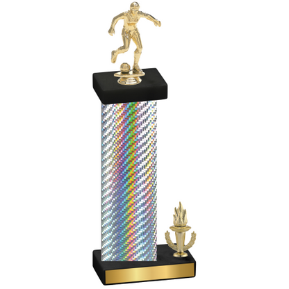 Accented Single Silver Carbon Fiber Victory Soccer Trophy