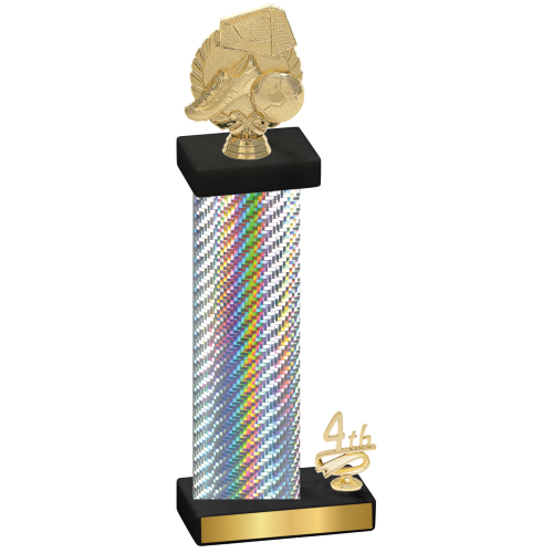 Accented Single Silver Carbon Fiber Fourth Place Soccer Trophy