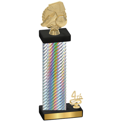 Accented Single Silver Carbon Fiber Fourth Place Soccer Trophy