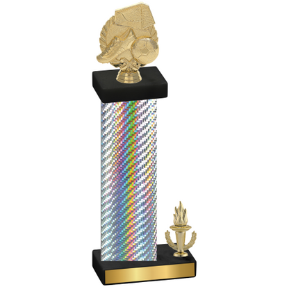 Accented Single Silver Carbon Fiber Victory Soccer Trophy