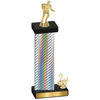 Accented Single Silver Carbon Fiber Second Place Rugby Trophy