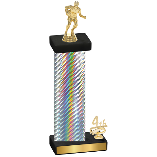 Accented Single Silver Carbon Fiber Fourth Place Rugby Trophy