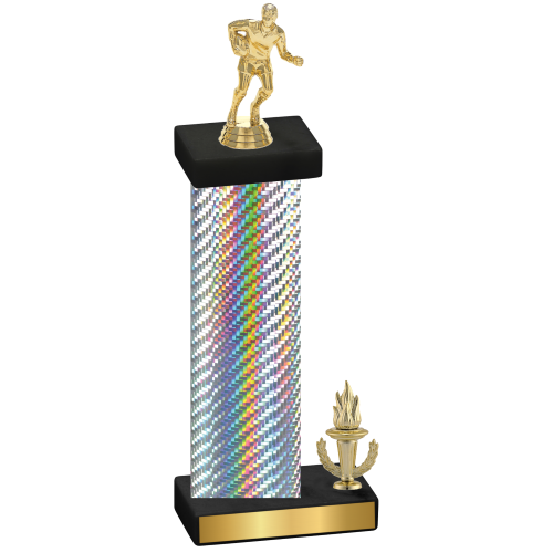 Accented Single Silver Carbon Fiber Victory Rugby Trophy