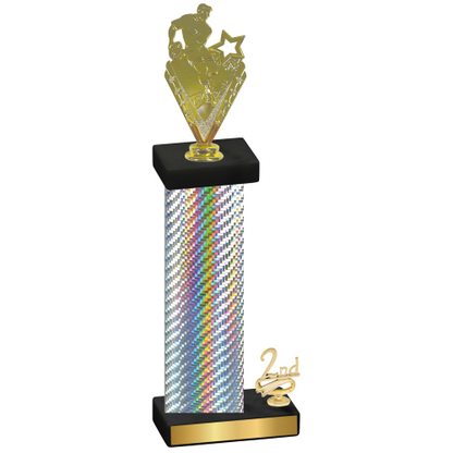 Accented Single Silver Carbon Fiber Second Place Rugby Trophy