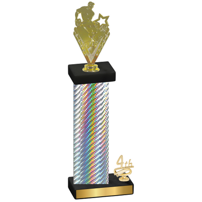 Accented Single Silver Carbon Fiber Fourth Place Rugby Trophy