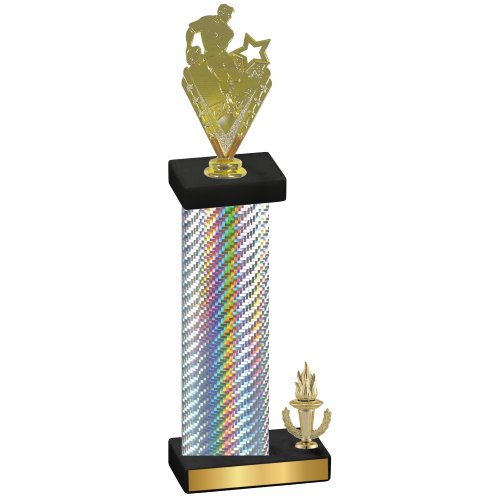 Accented Single Silver Carbon Fiber Victory Rugby Trophy