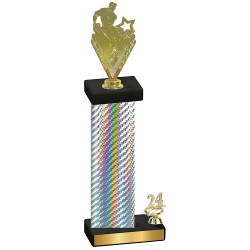 Accented Single Silver Carbon Fiber Year Rugby Trophy