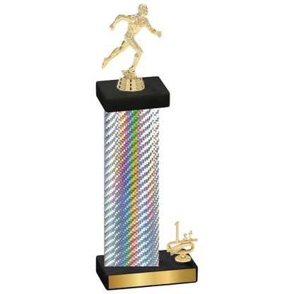 Accented Single Silver Carbon Fiber First Place Running Trophy