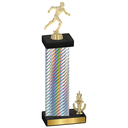 Accented Single Silver Carbon Fiber Victory Running Trophy