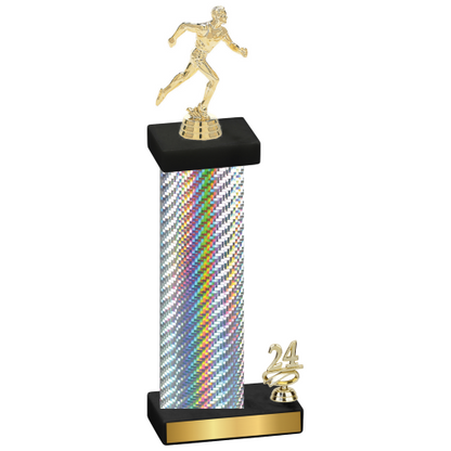 Accented Single Silver Carbon Fiber Year Running Trophy