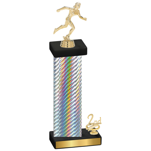 Accented Single Silver Carbon Fiber Second Place Running Trophy