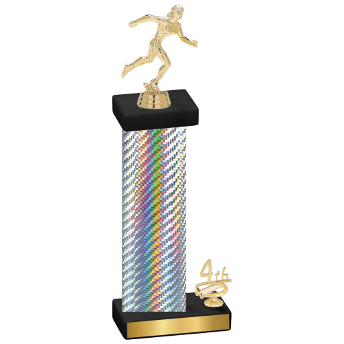 Accented Single Silver Carbon Fiber Fourth Place Running Trophy