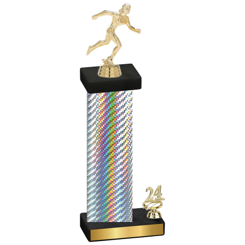 Accented Single Silver Carbon Fiber Year Running Trophy