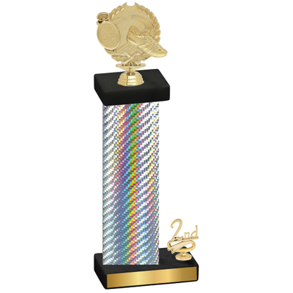 Accented Single Silver Carbon Fiber Second Place Running Trophy