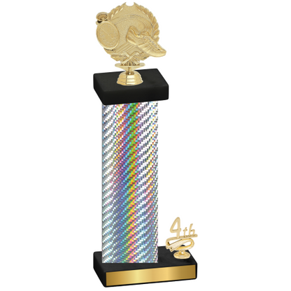 Accented Single Silver Carbon Fiber Fourth Place Running Trophy