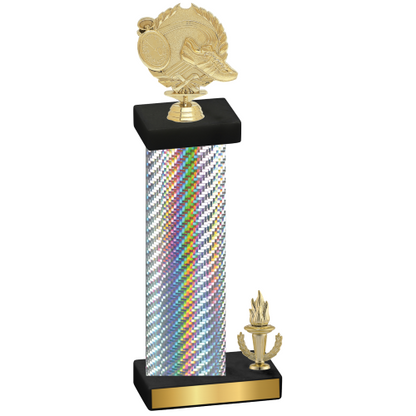 Accented Single Silver Carbon Fiber Victory Running Trophy