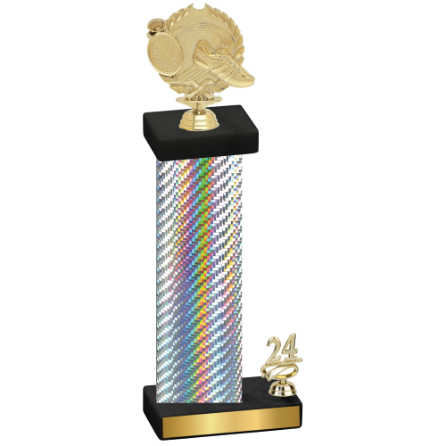 Accented Single Silver Carbon Fiber Year Running Trophy
