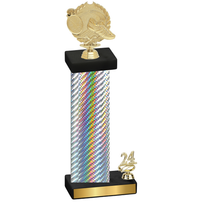 Accented Single Silver Carbon Fiber Year Running Trophy