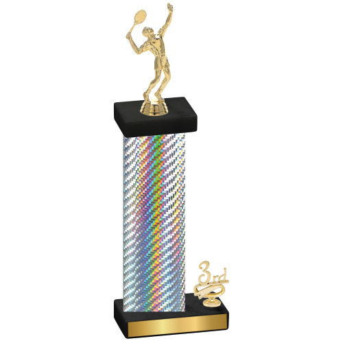 Accented Single Silver Carbon Fiber Third Place Tennis Trophy