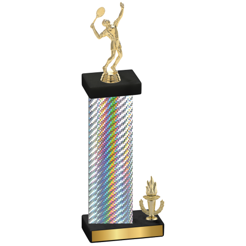 Accented Single Silver Carbon Fiber Victory Tennis Trophy