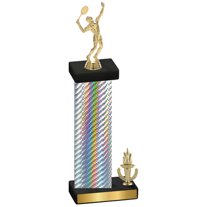 Accented Single Silver Carbon Fiber Victory Tennis Trophy