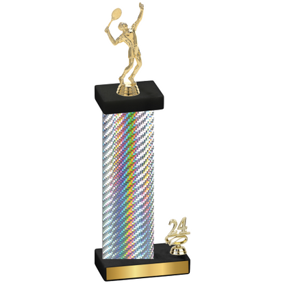 Accented Single Silver Carbon Fiber Year Tennis Trophy