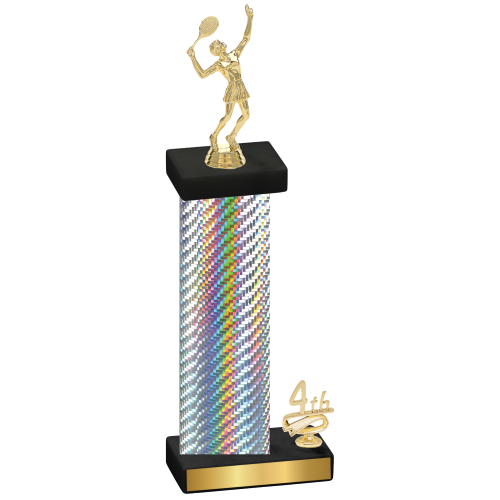 Accented Single Silver Carbon Fiber Fourth Place Tennis Trophy