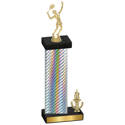Accented Single Silver Carbon Fiber Victory Tennis Trophy