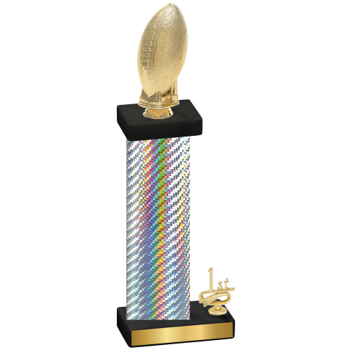 Accented Single Silver Carbon Fiber First Place Football Trophy