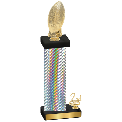 Accented Single Silver Carbon Fiber Second Place Football Trophy
