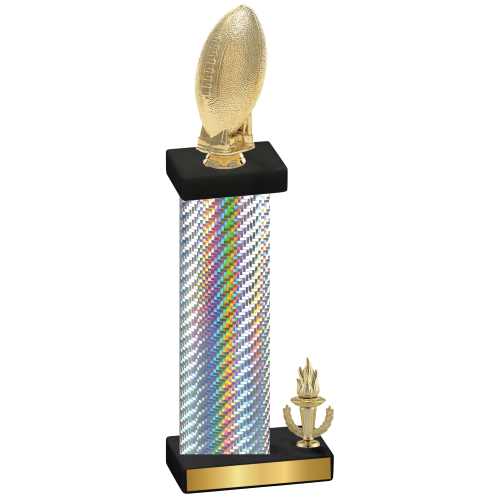 Accented Single Silver Carbon Fiber Victory Football Trophy