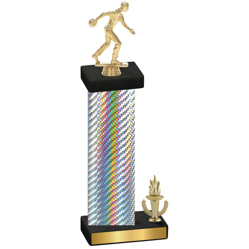 Accented Single Silver Carbon Fiber Victory Bowling Trophy