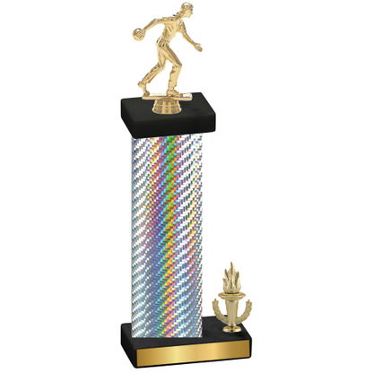 Accented Single Silver Carbon Fiber Victory Bowling Trophy