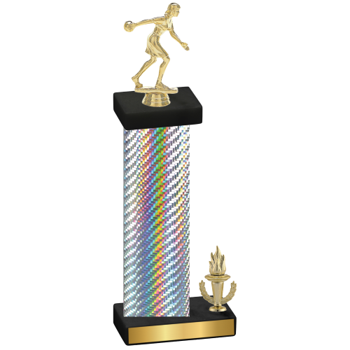 Accented Single Silver Carbon Fiber Victory Bowling Trophy