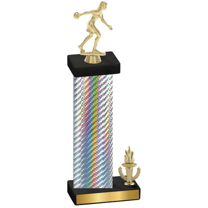 Accented Single Silver Carbon Fiber Victory Bowling Trophy