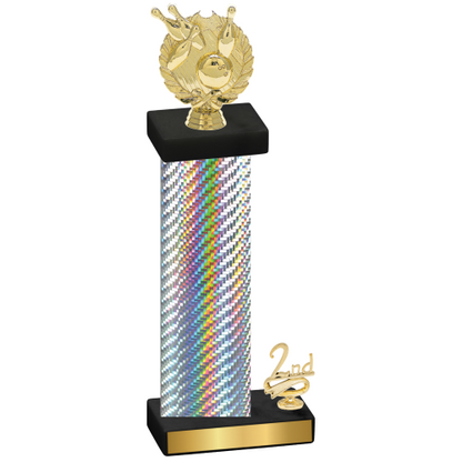 Accented Single Silver Carbon Fiber Second Place Bowling Trophy