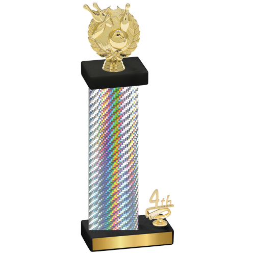 Accented Single Silver Carbon Fiber Fourth Place Bowling Trophy