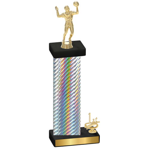 Accented Single Silver Carbon Fiber First Place Volleyball Trophy