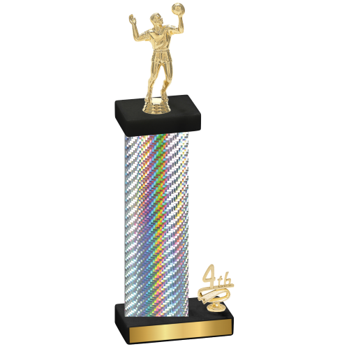 Accented Single Silver Carbon Fiber Fourth Place Volleyball Trophy