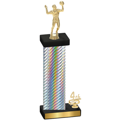 Accented Single Silver Carbon Fiber Fourth Place Volleyball Trophy