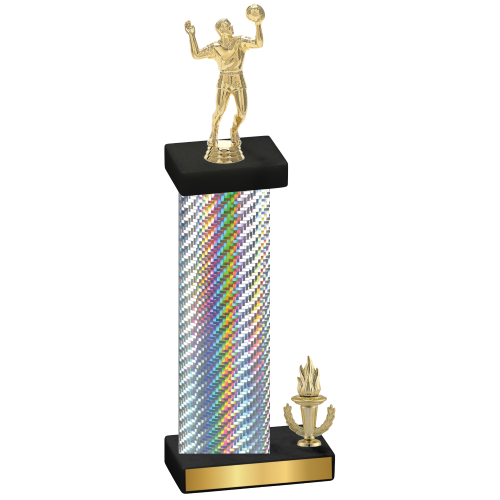 Accented Single Silver Carbon Fiber Victory Volleyball Trophy