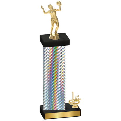 Accented Single Silver Carbon Fiber First Place Volleyball Trophy