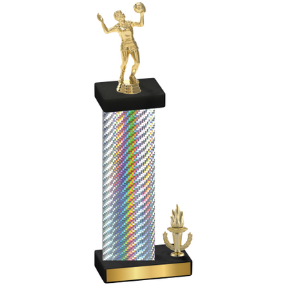 Accented Single Silver Carbon Fiber Victory Volleyball Trophy