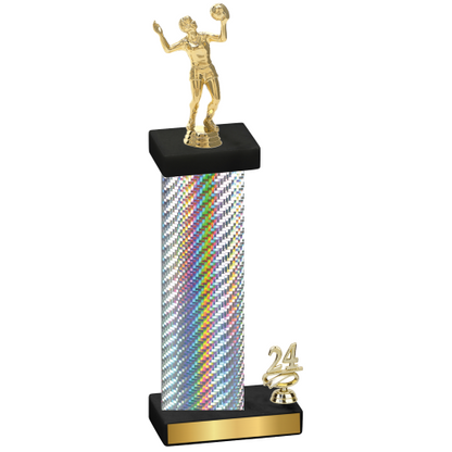 Accented Single Silver Carbon Fiber Year Volleyball Trophy