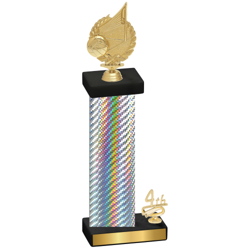 Accented Single Silver Carbon Fiber Fourth Place Volleyball Trophy