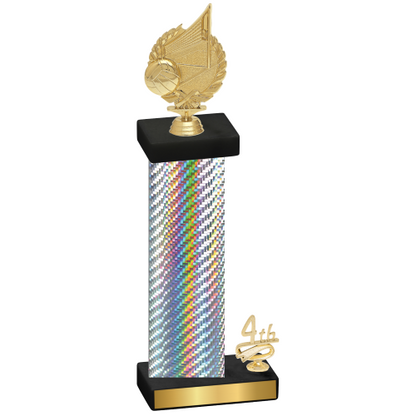 Accented Single Silver Carbon Fiber Fourth Place Volleyball Trophy